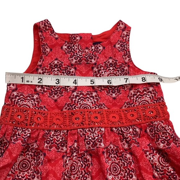 Nautica Baby Girl Handkerchief Dress 0-3M Sleeveless Red Medallion Print Cotton - Picture 8 of 15
